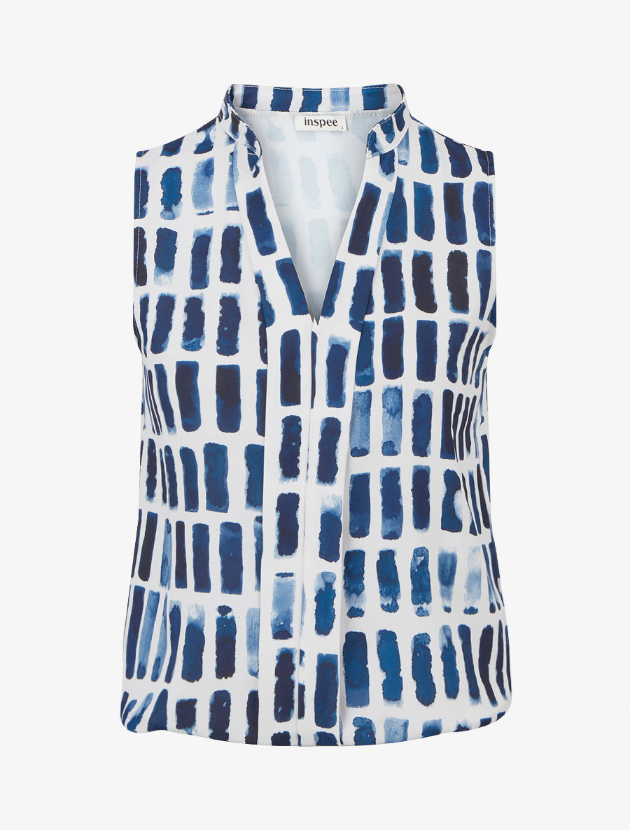 Top sans manches imprimé fantaisie - Marine - 1