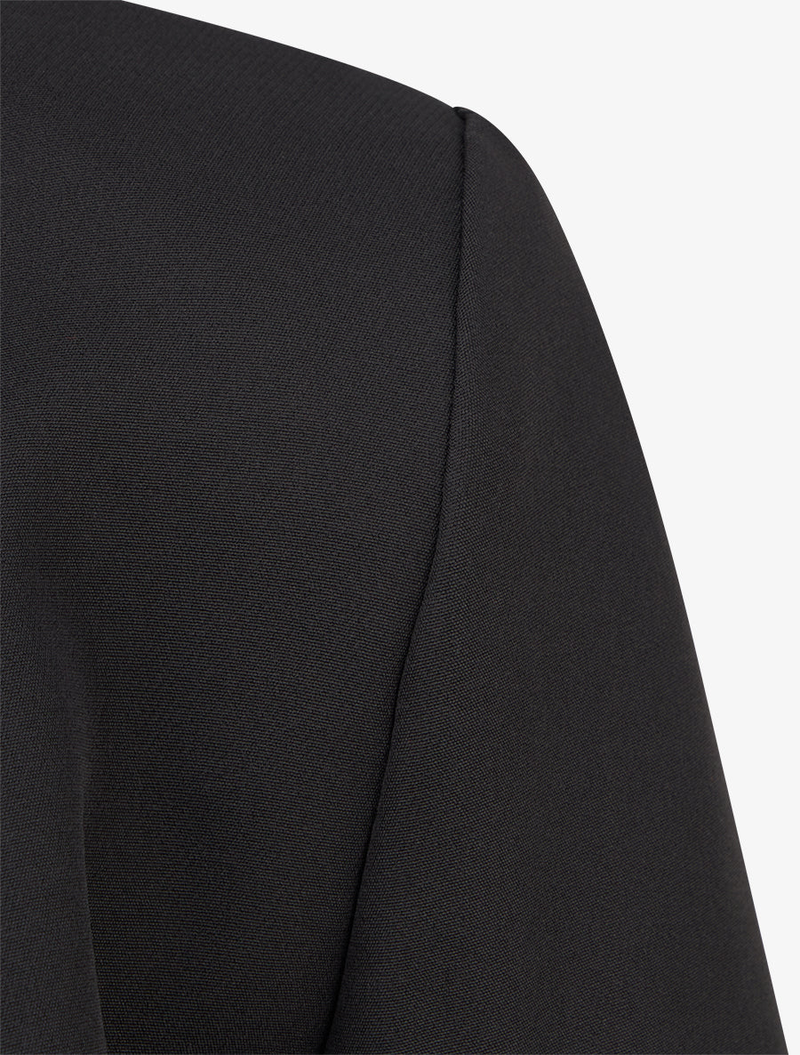 Veste droite à col rond et épaulettes - Noir - 3