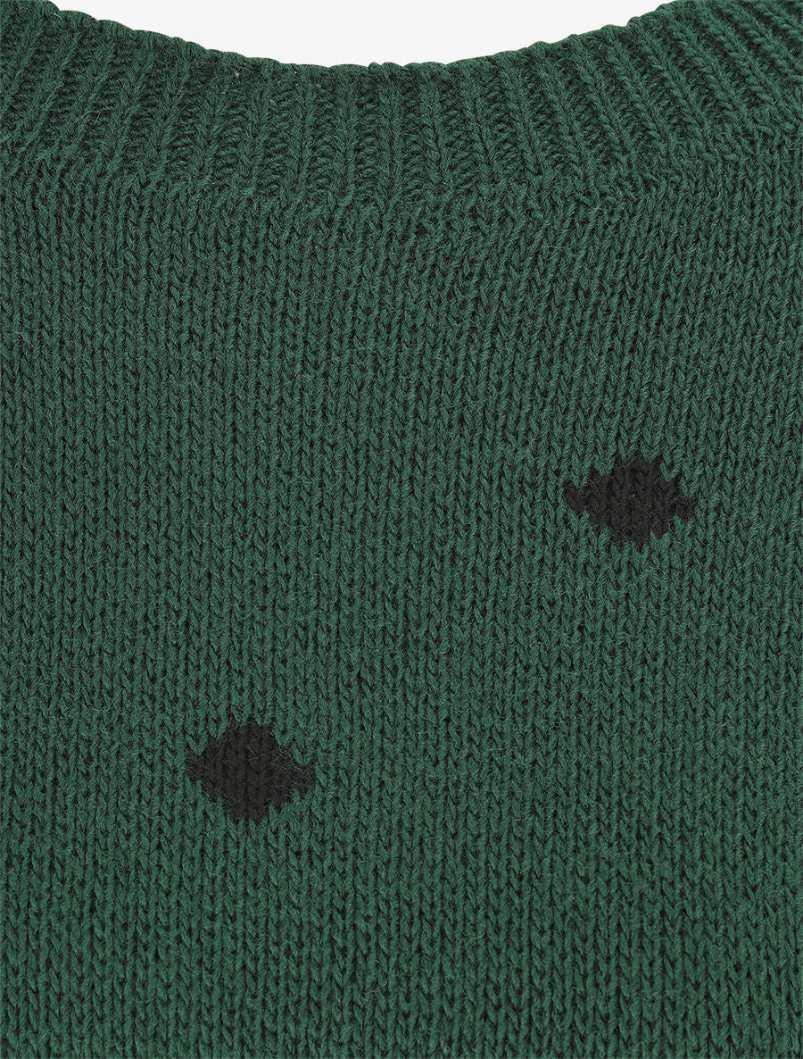Pull en maille à pois - Vert forêt - 3