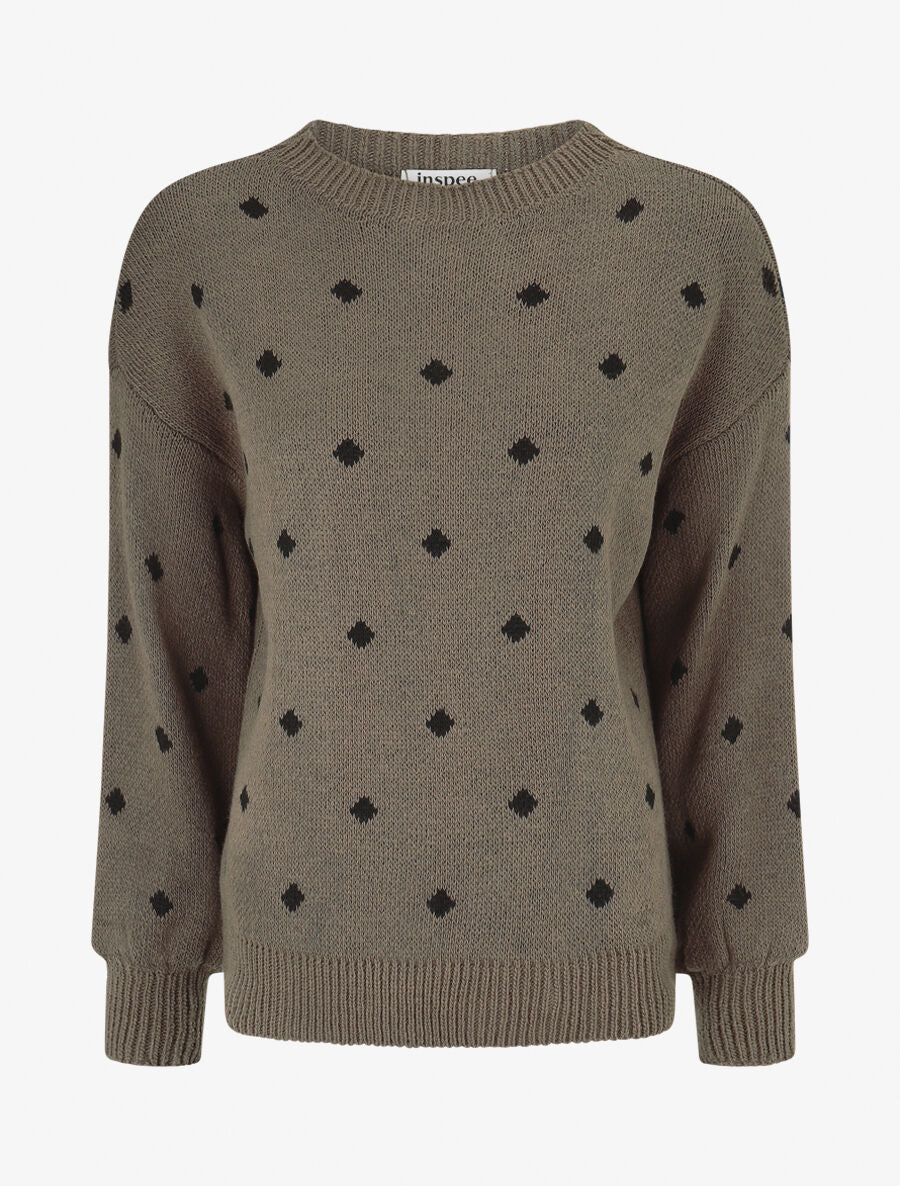 Pull en maille à pois - Gris foncé - 4