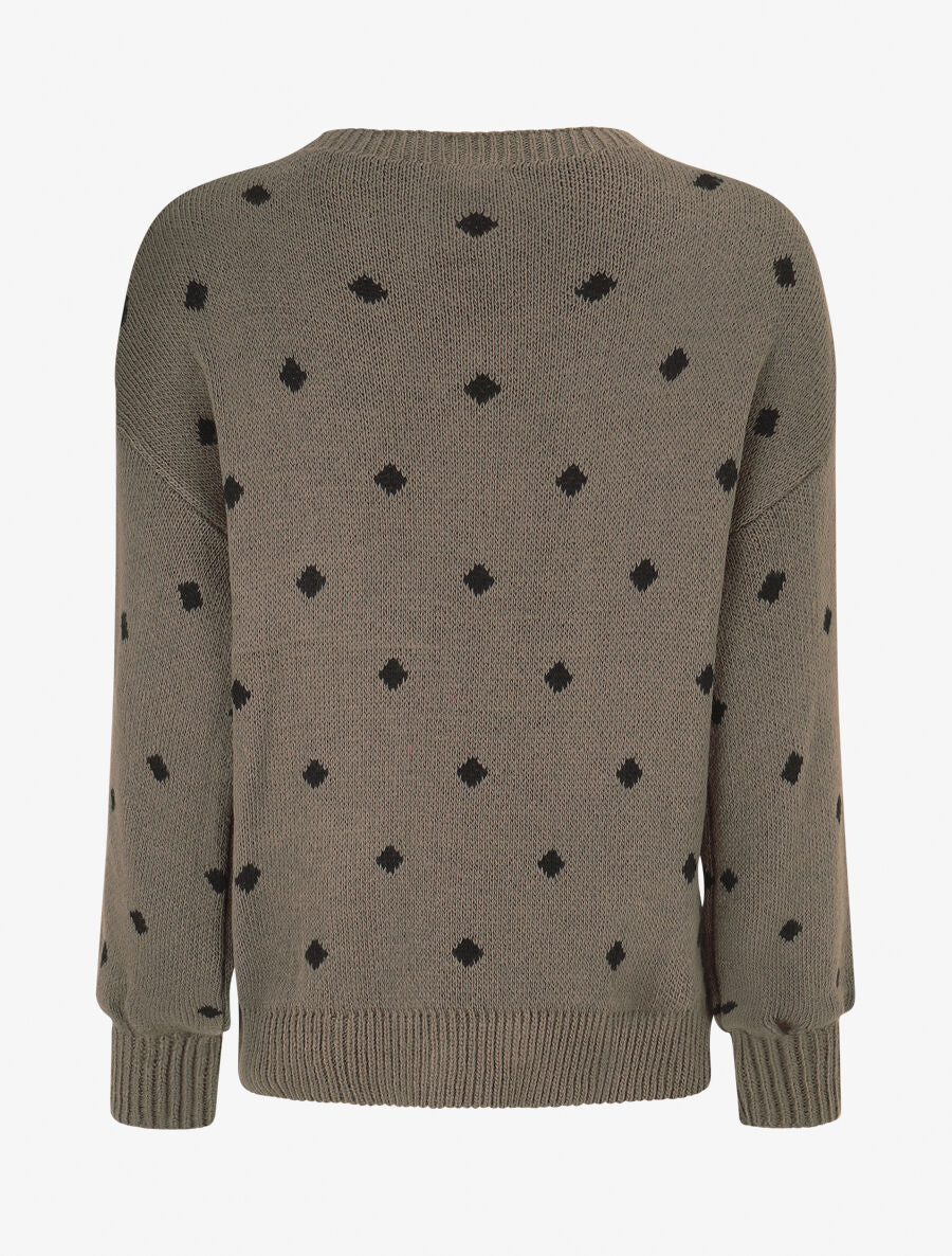 Pull en maille à pois - Gris foncé - 2