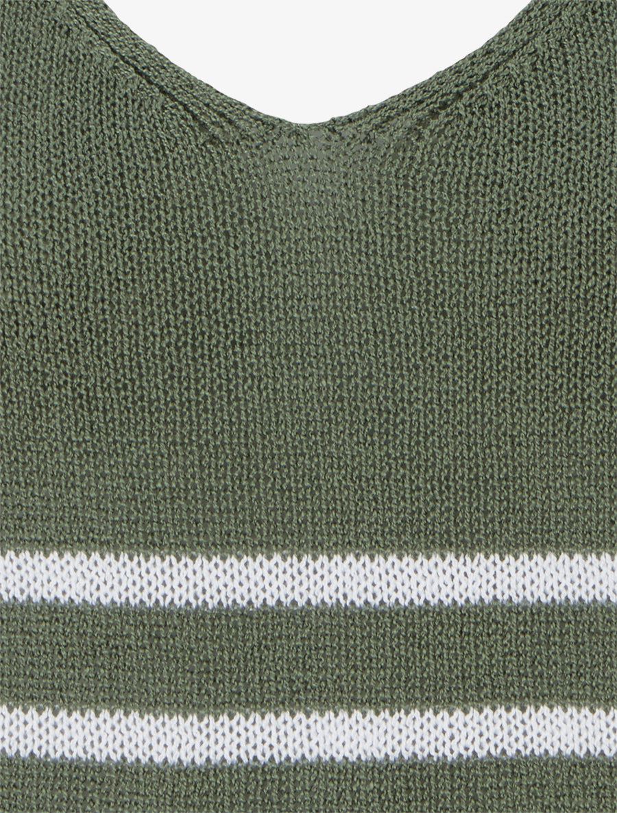 Débardeur en maille à rayures - Kaki - 3