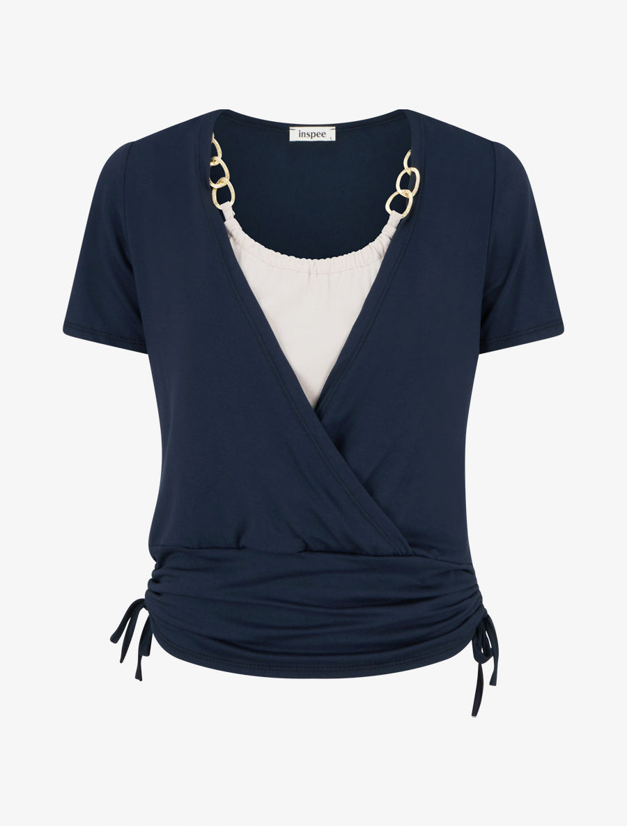 Top effet superposé à chaînes - Marine - 1