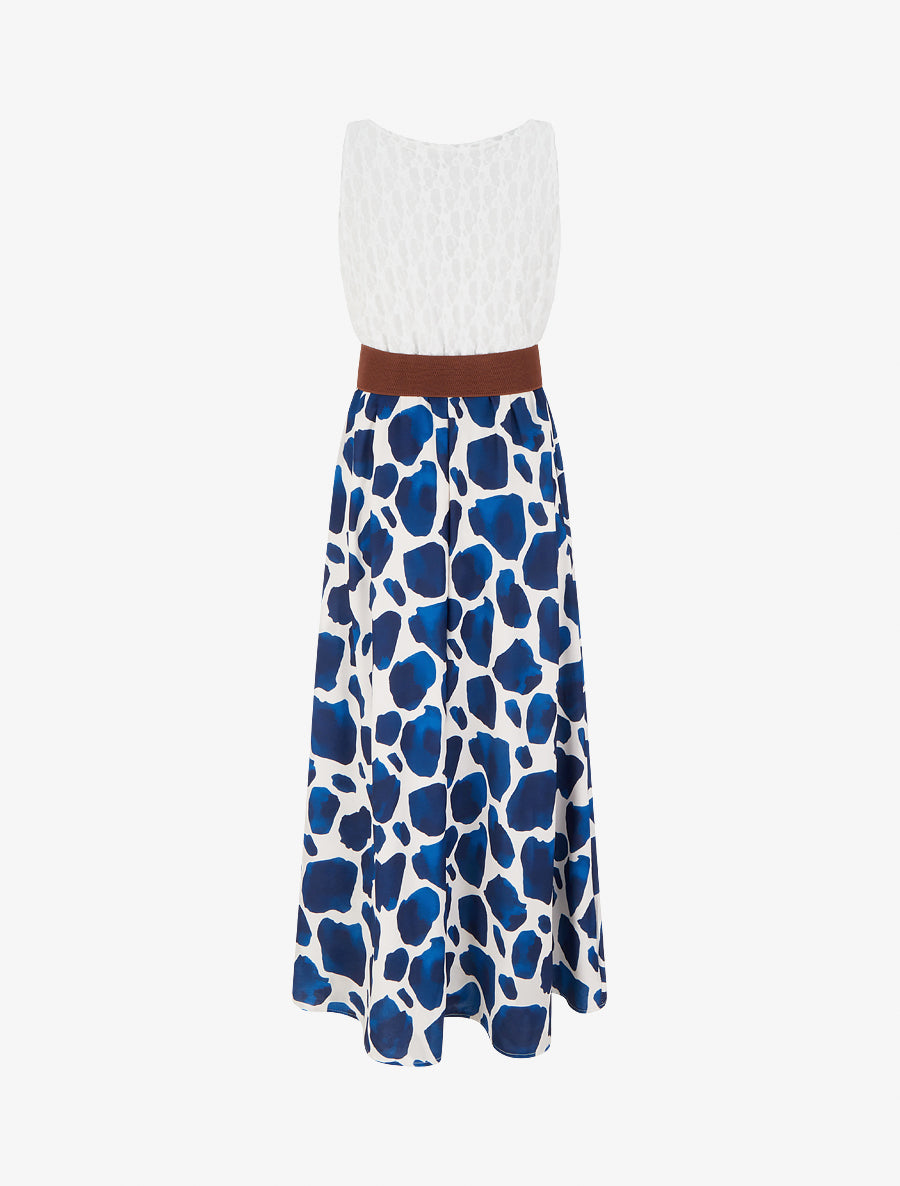 Robe longue à imprimé girafe et bretelles simili - Marine - 2