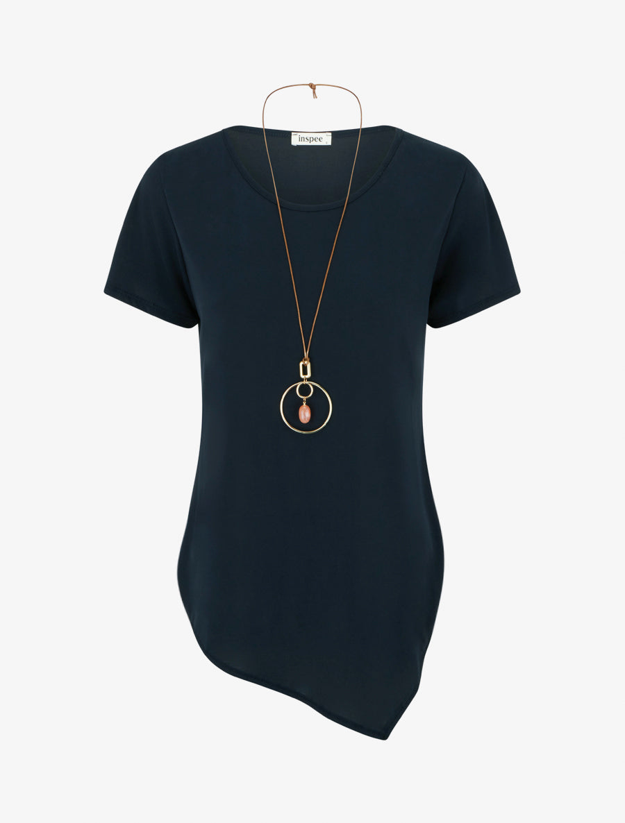 Top manches courtes à bords asymétriques - Marine - 1