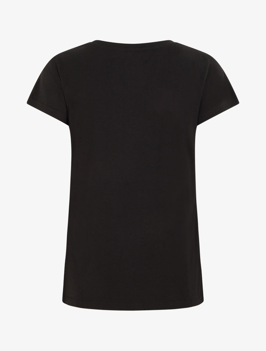 T-shirt à strass et fleurs - Noir - 2