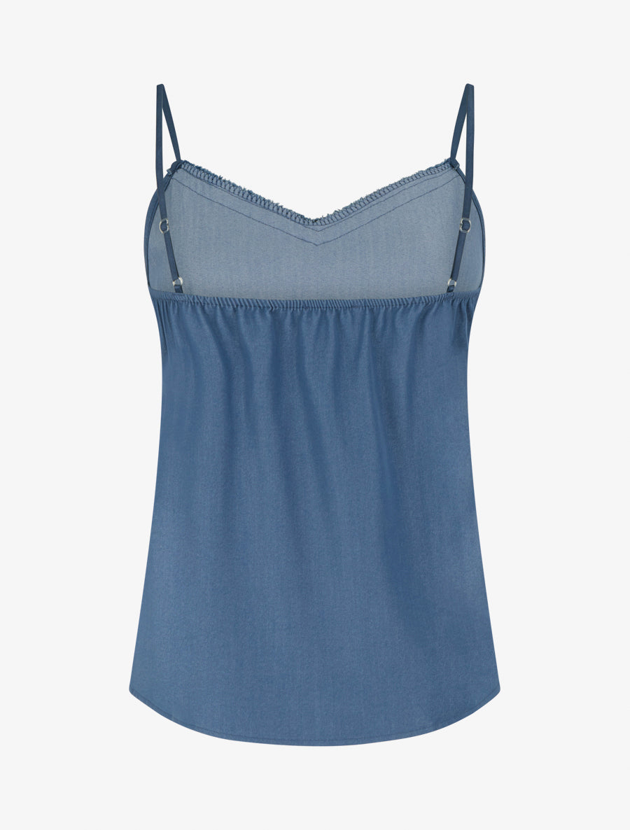 Débardeur à col V brodé - Bleu - 2