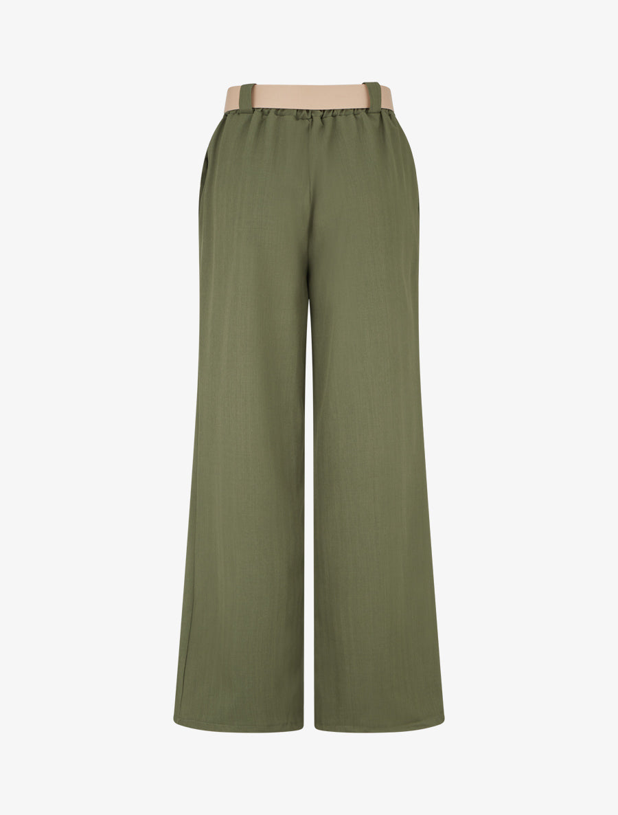 Pantalon ample à motif rayé - Kaki - 2