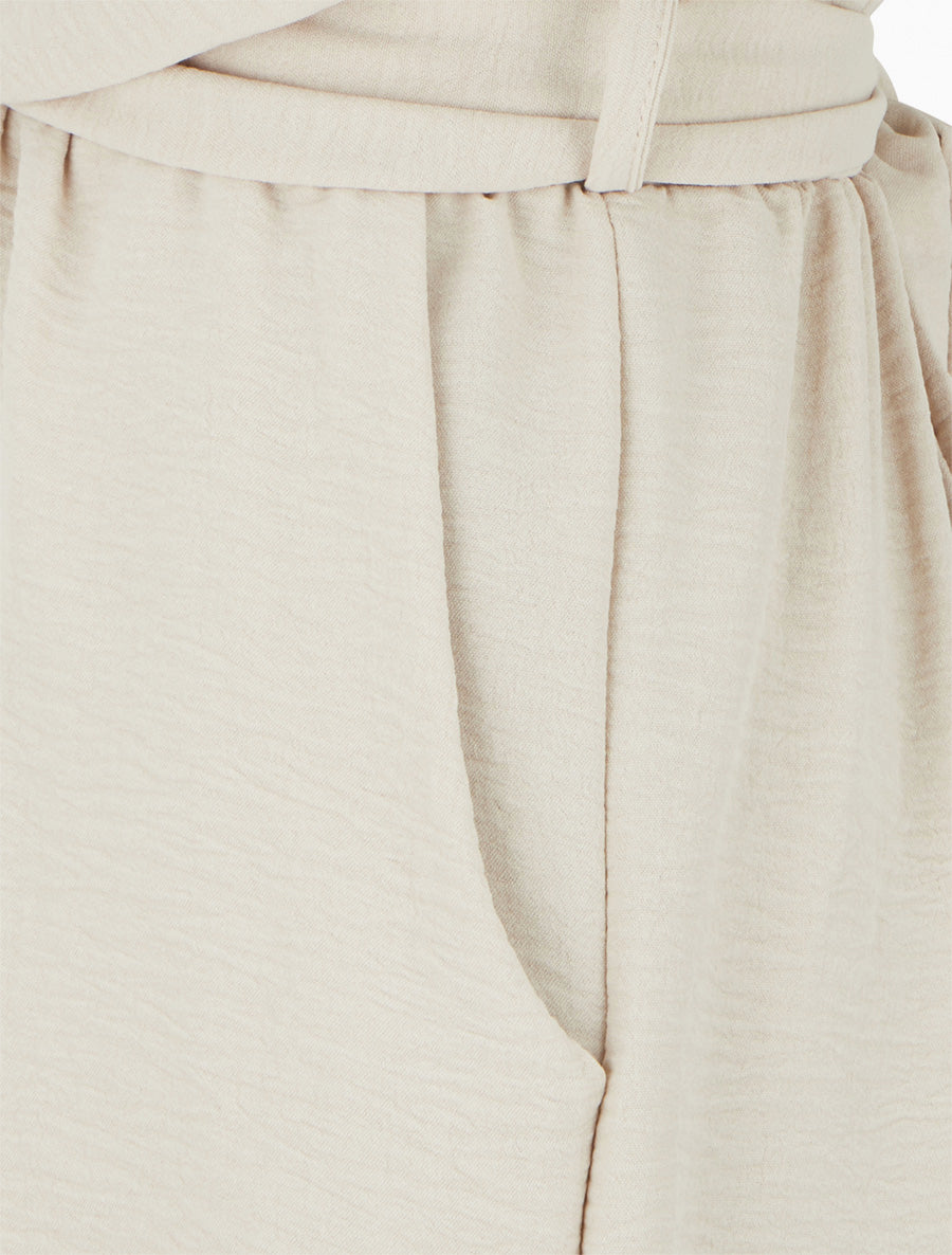 Combishort sans manches à pans croisés - Beige - 3