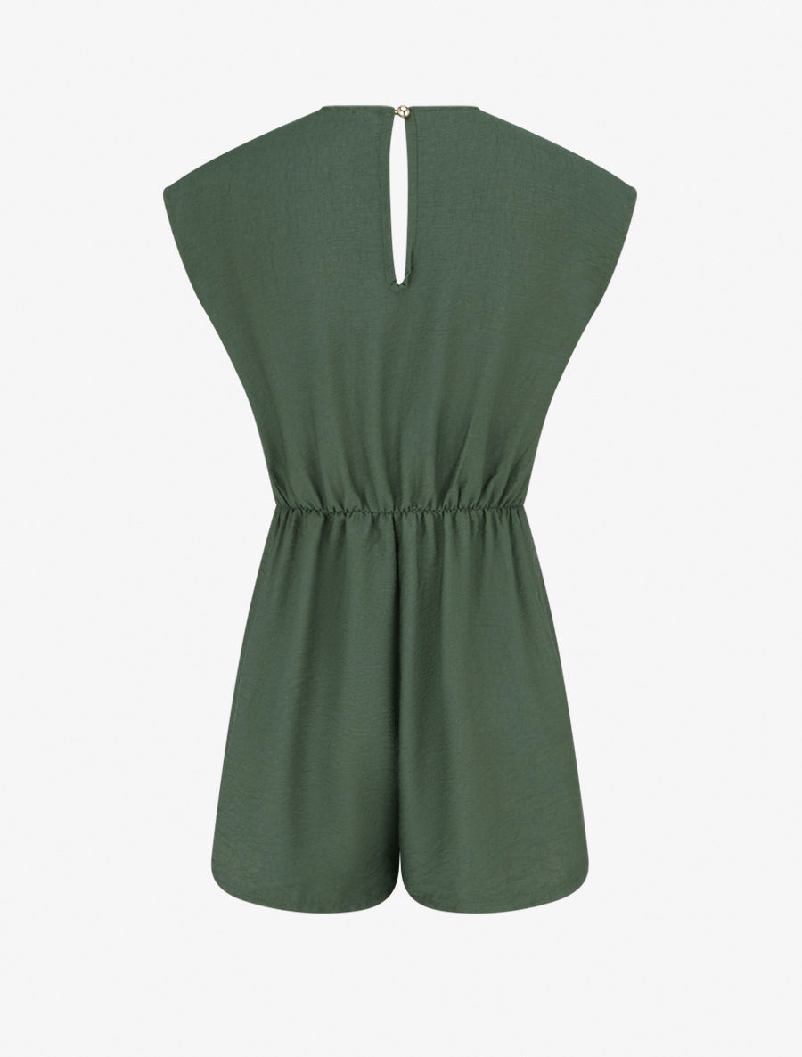 Combishort style robe portefeuille à broche - Kaki - 2