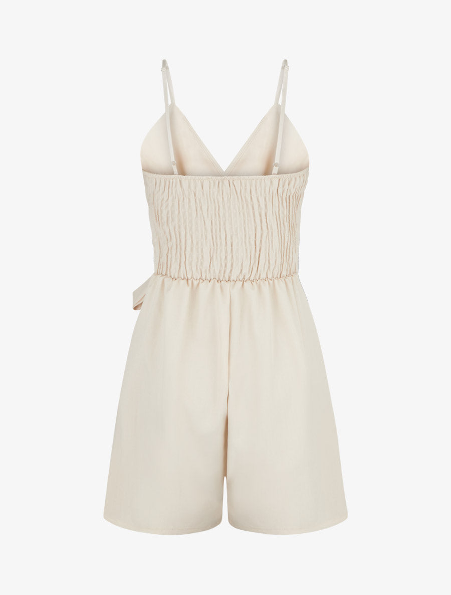 Combishort fluide à fines bretelles - Beige - 2