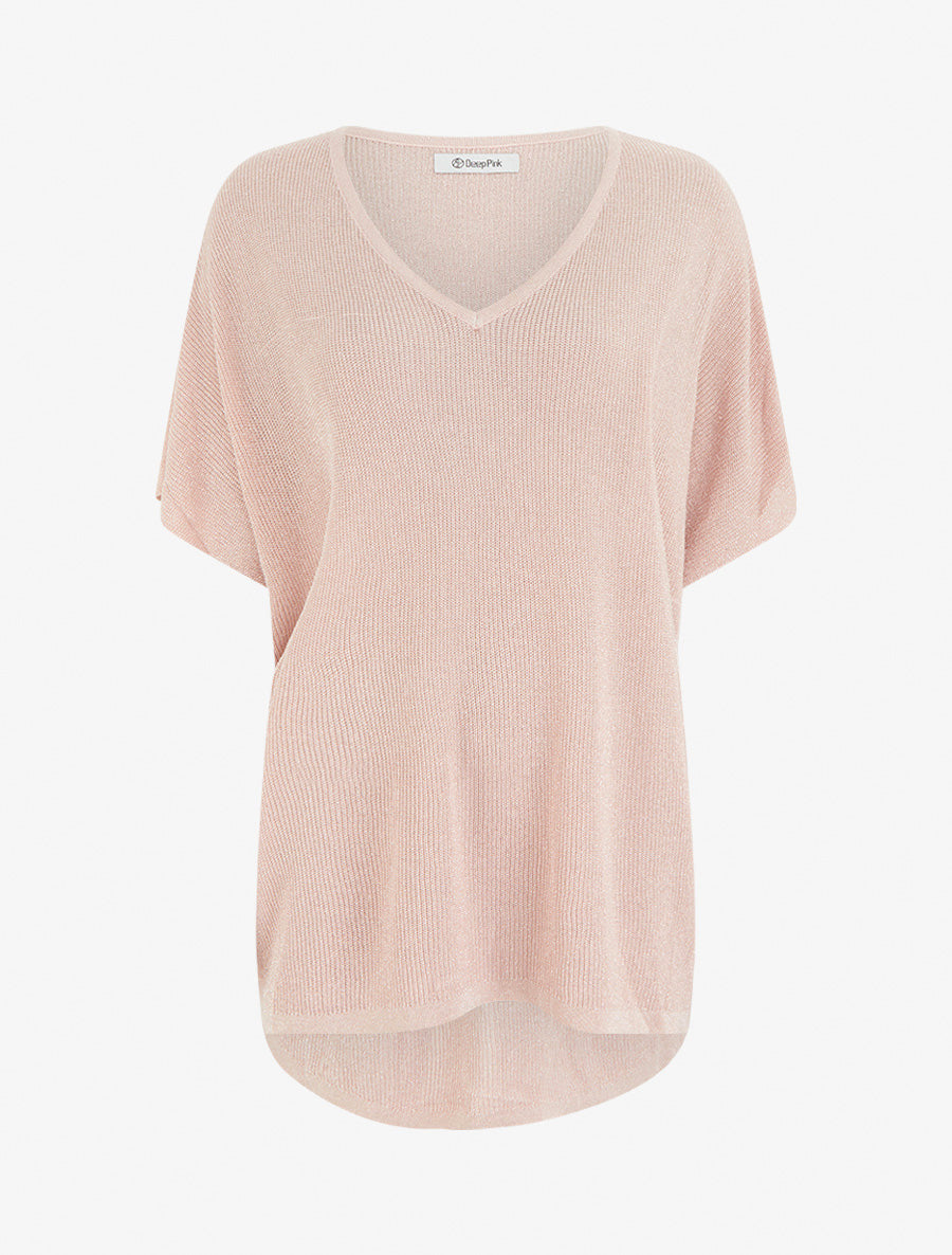 Top ample manches courtes chauve-souris - Rose - 1