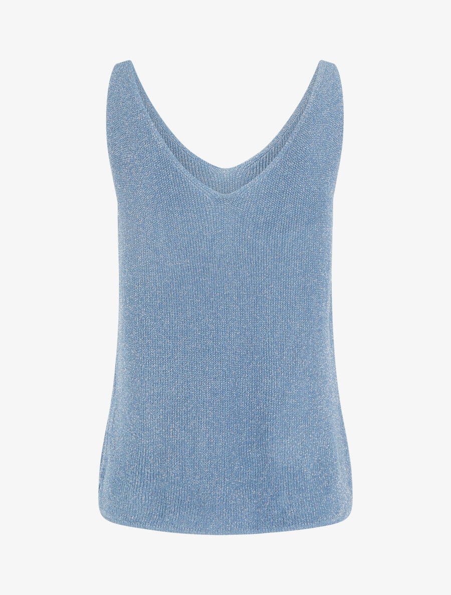 Débardeur en fine maille à détail irisé - Bleu - 2