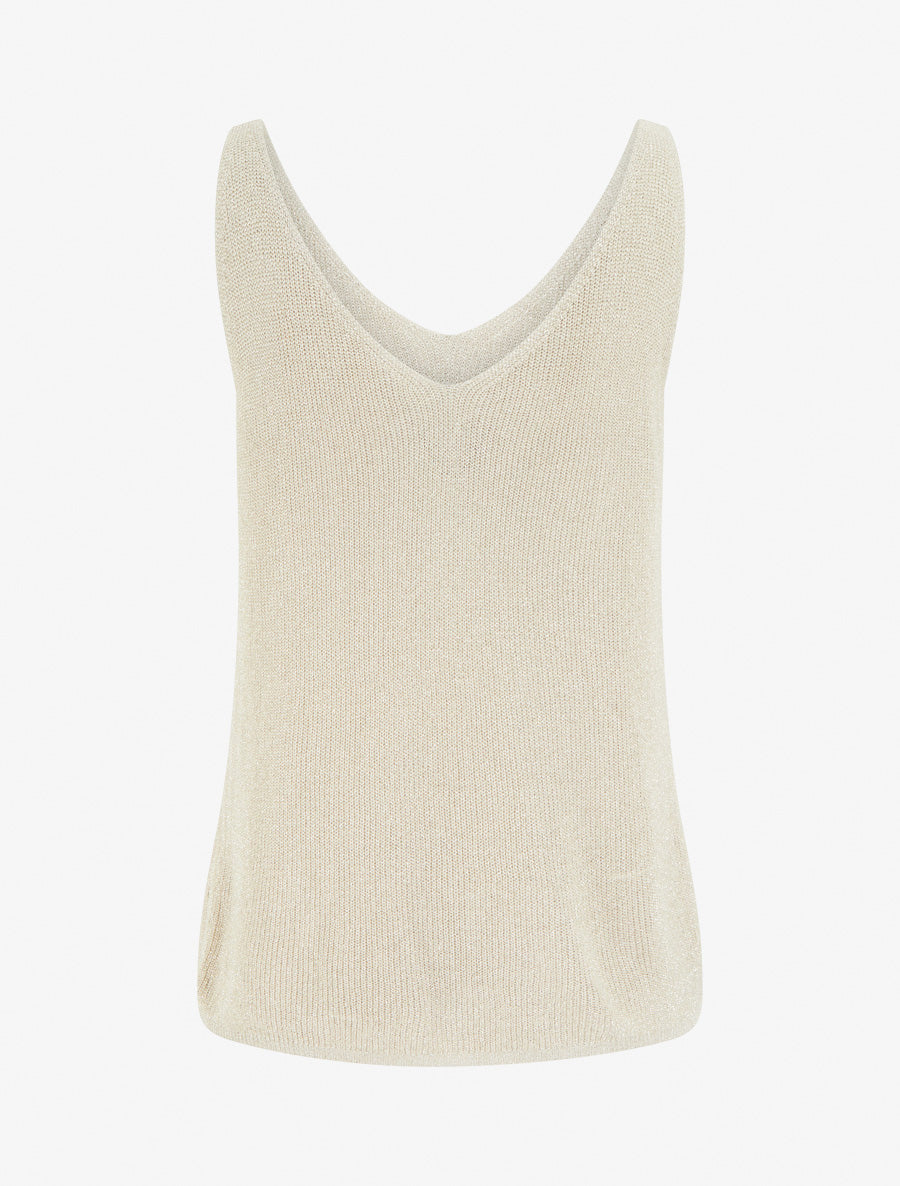 Débardeur en fine maille à détail irisé - Beige - 2