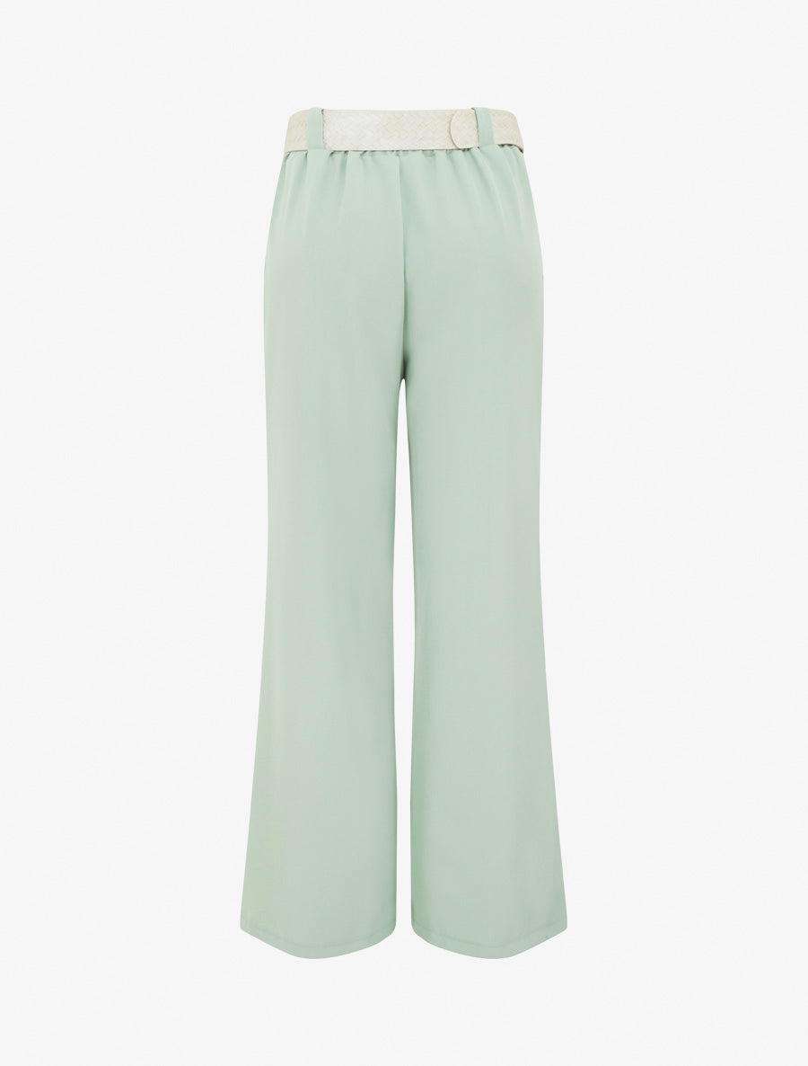 Pantalon uni élastiqué - Vert d&