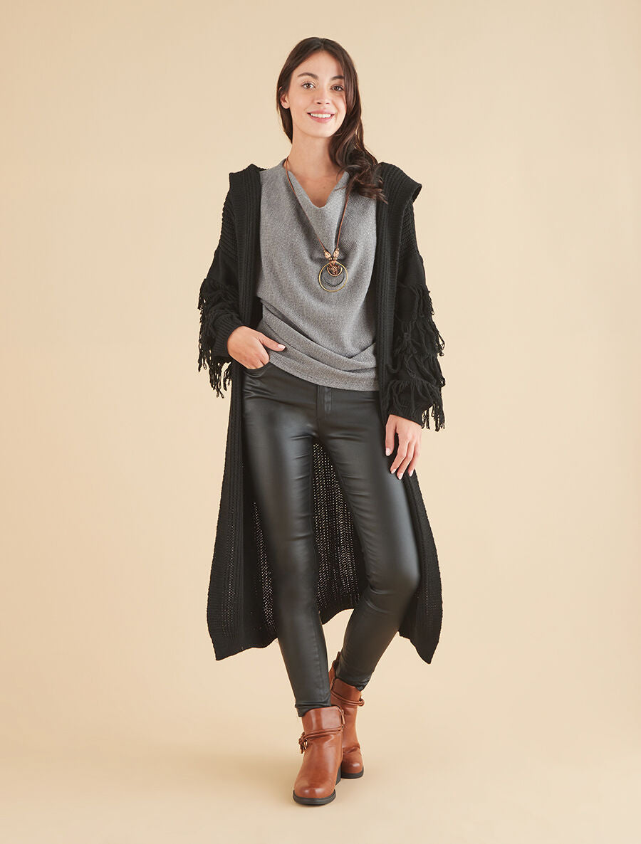 Gilet en maille à manches stylisées - Noir - 4
