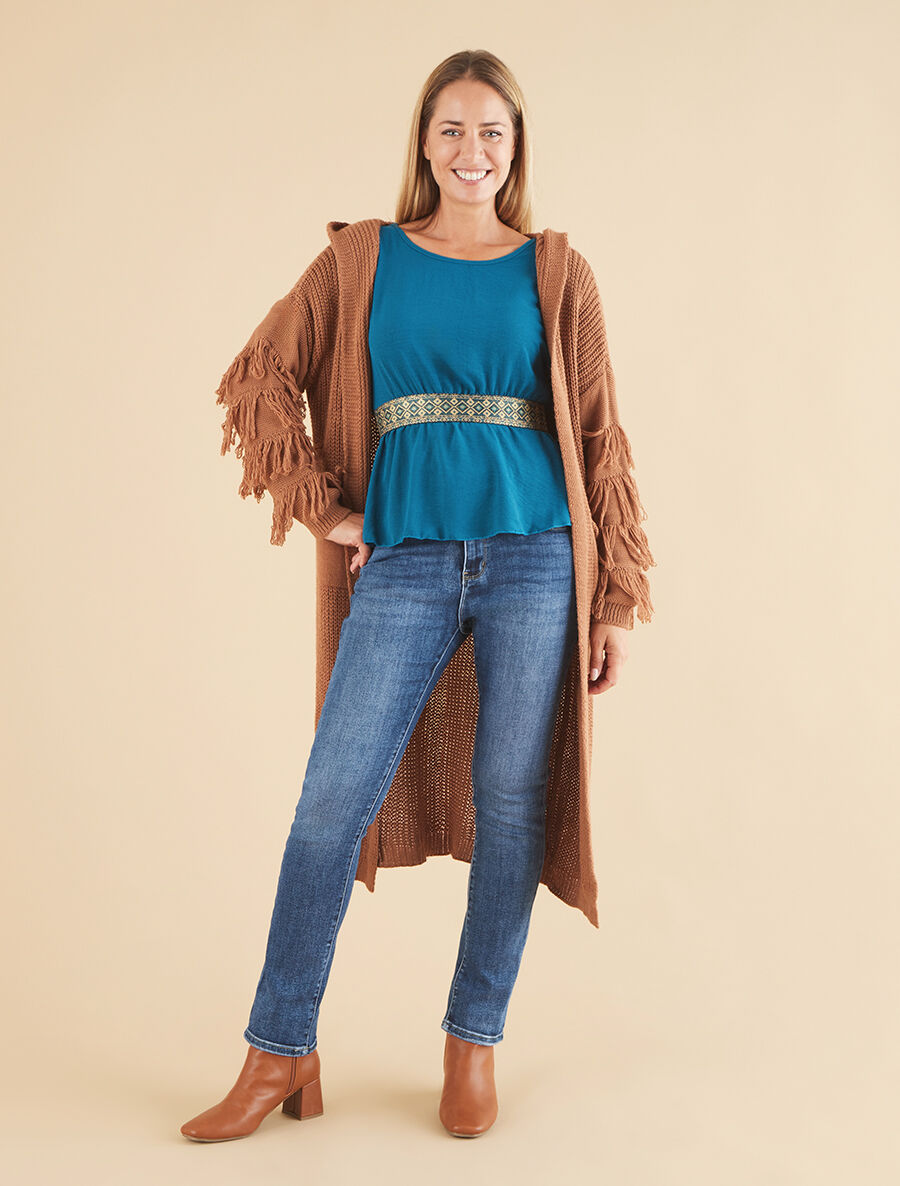 Gilet en maille à manches stylisées - Camel - 4