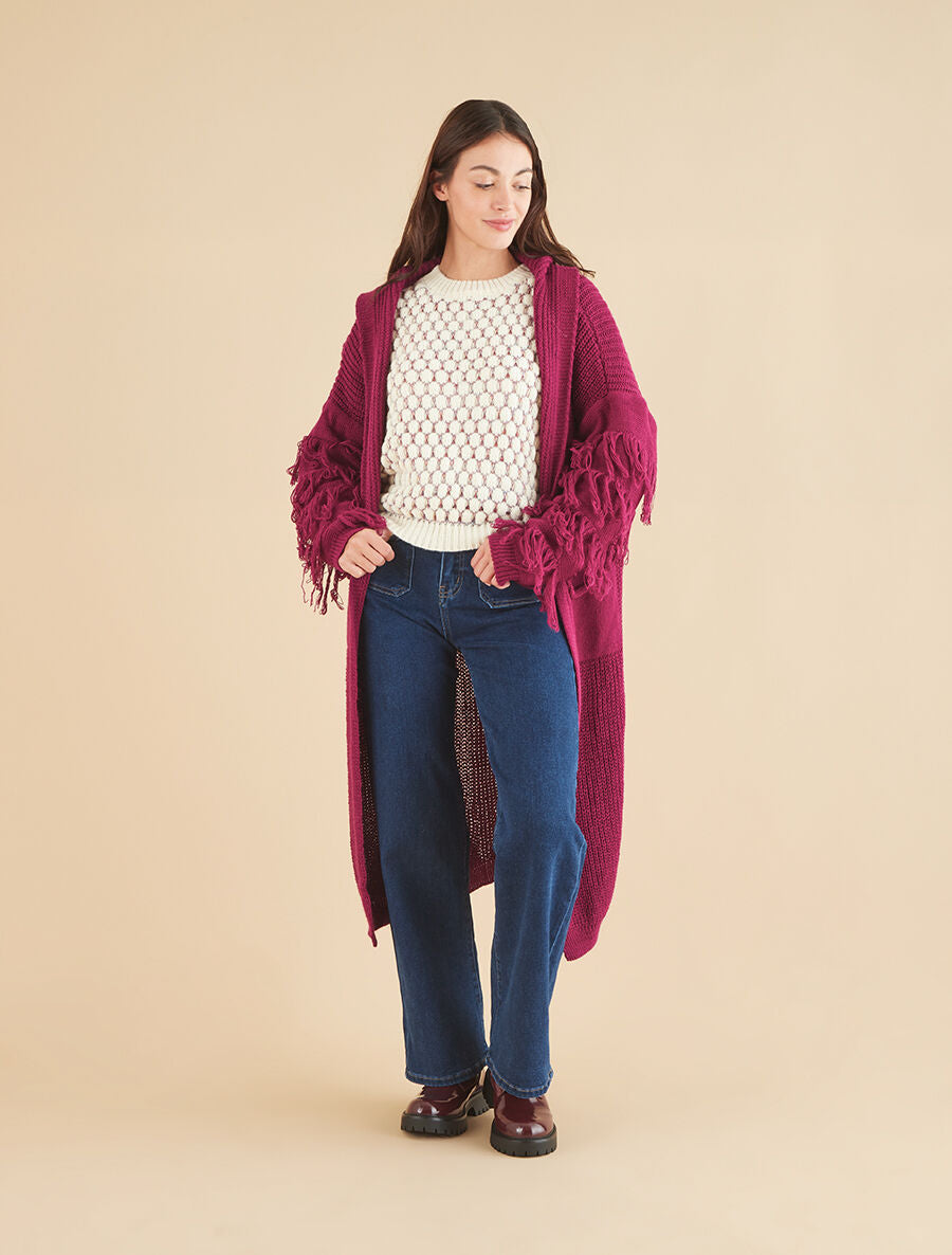 Gilet en maille à manches stylisées - Pourpre - 4
