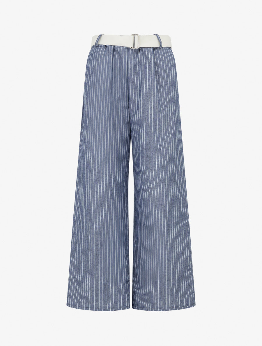 Pantalon ample à rayures - Bleu - 1