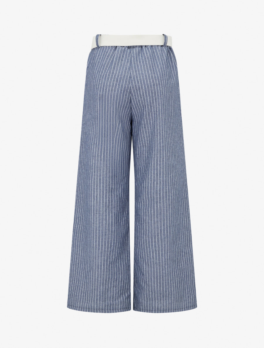 Pantalon ample à rayures - Bleu - 2
