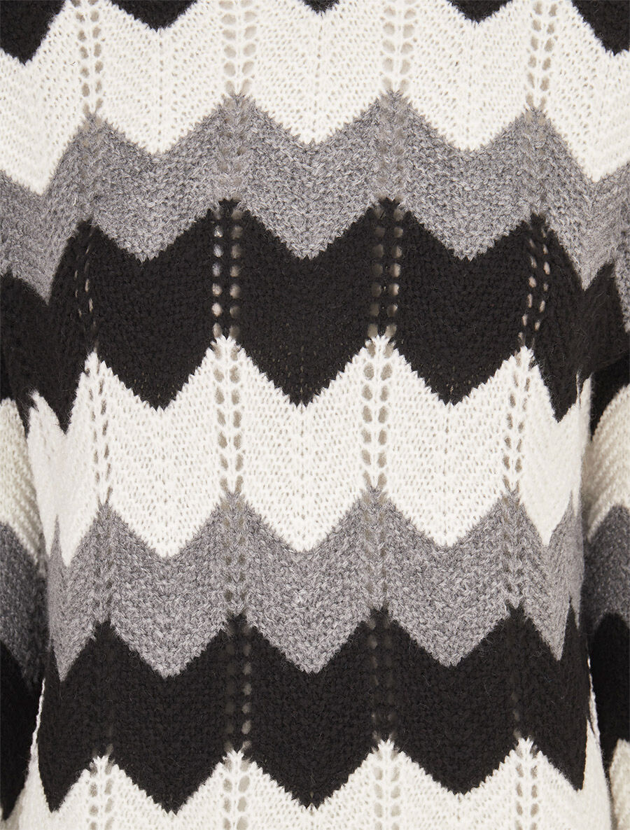 Pull basique zig-zag tricolore - Noir - 3