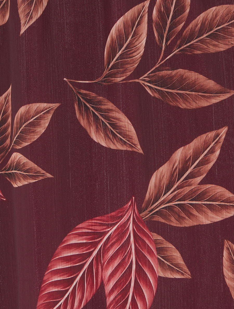 Jupe longue en voile irisé imprimé feuilles - Prune - 3