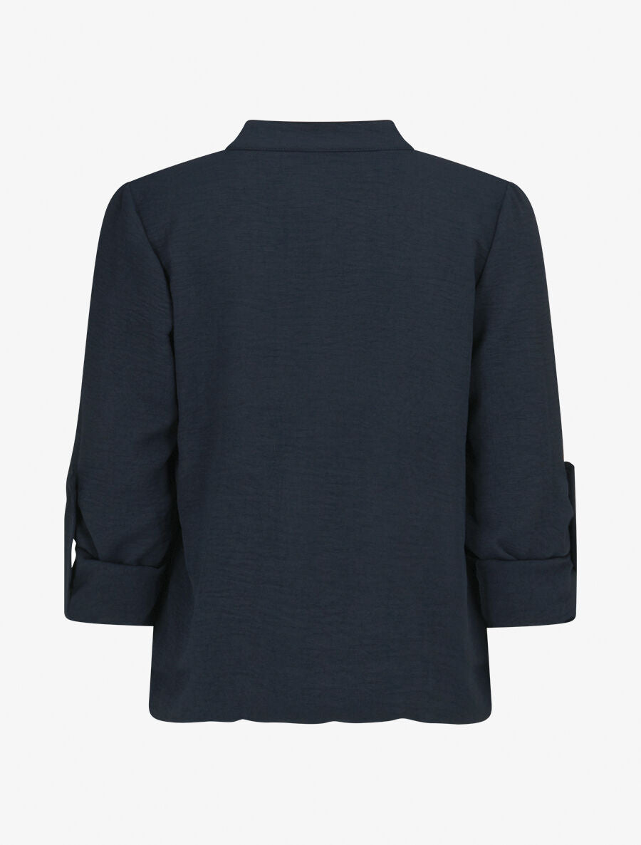 Blouse coupe boule à poiche poitrine - Marine - 2