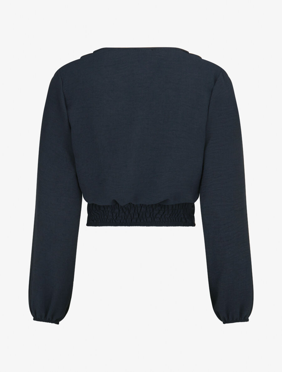 Crop top à col cache-coeur - Marine - 2