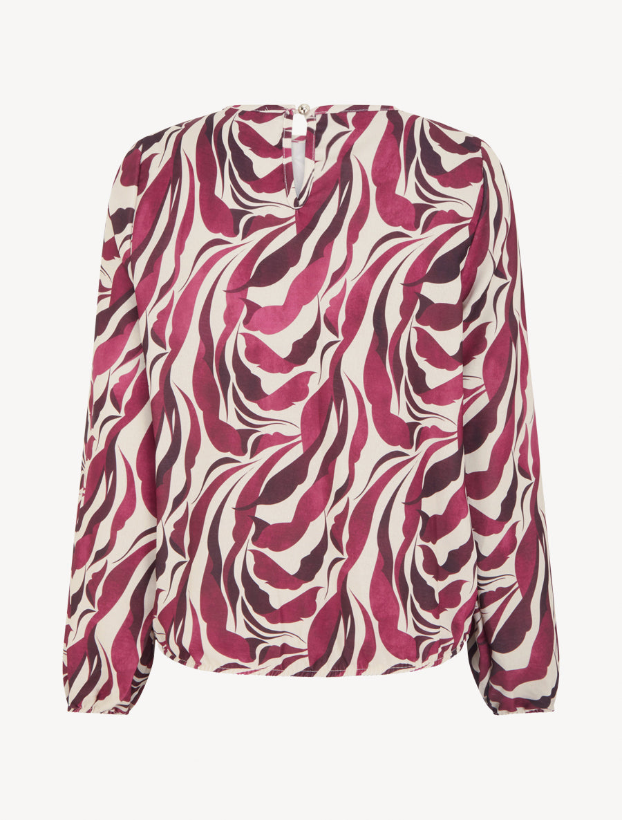Blouse imprimé abstrait à col rond - Prune - 2