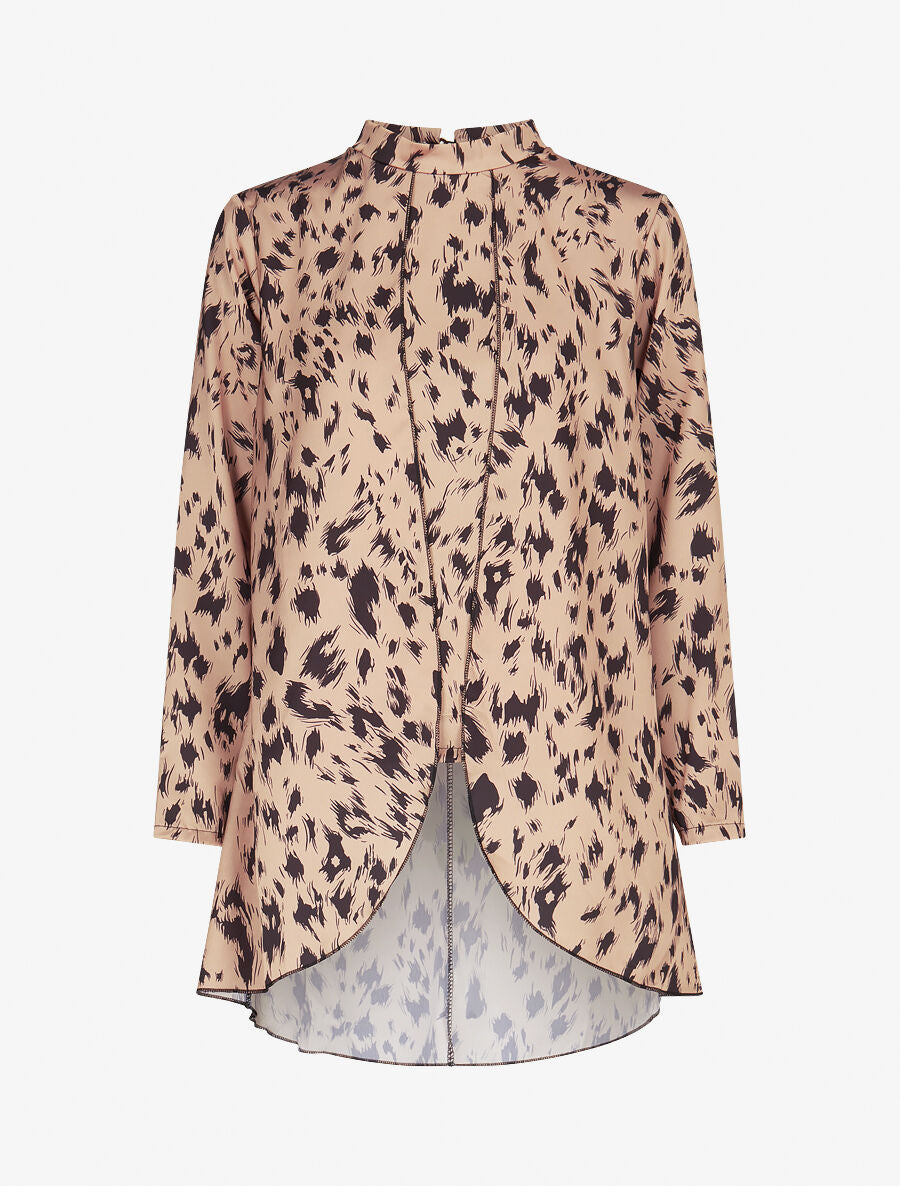 Top imprimé graphique à pans superposés - Beige - 5