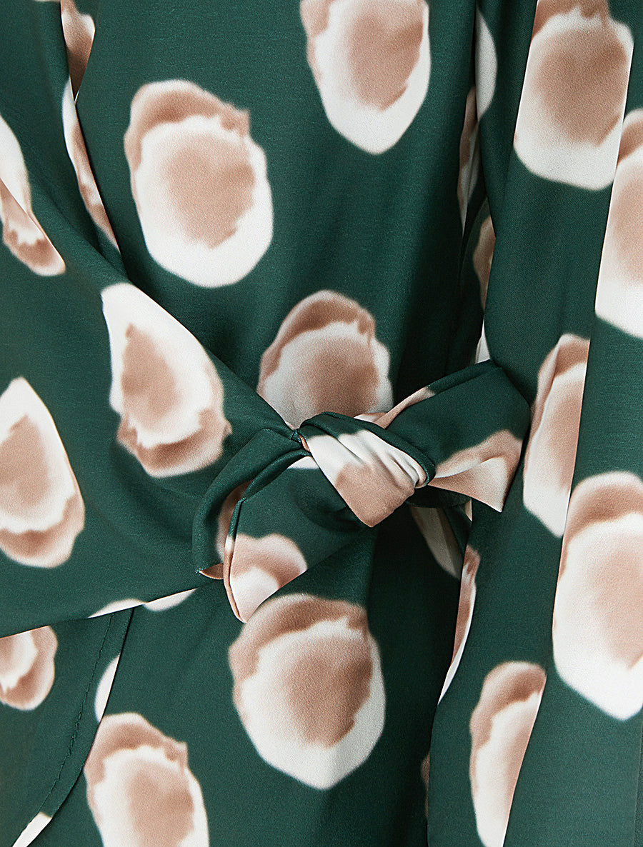 Blouse style portefeuille imprimé fantaisie - Vert sapin - 3