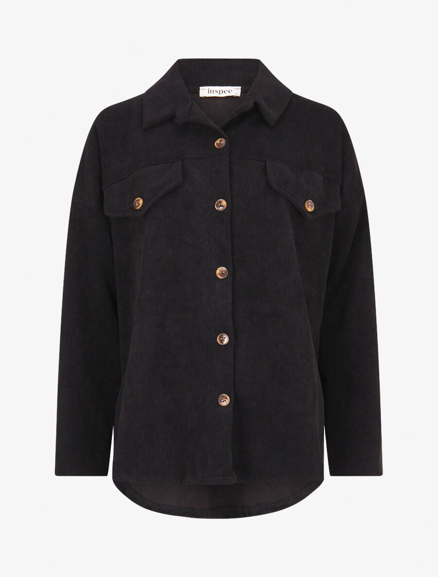 Surchemise côtelée basique - Noir - 1