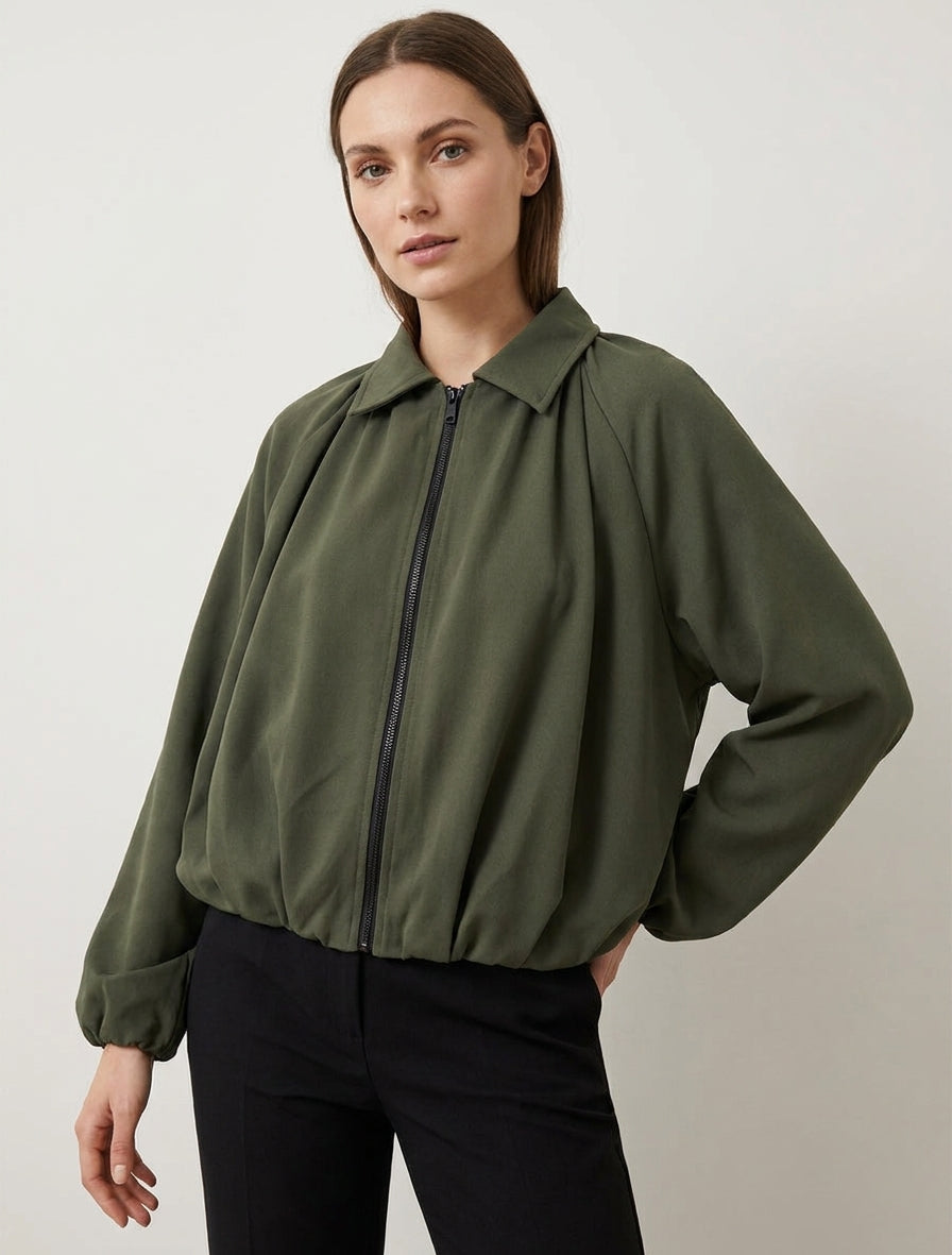 Bomber mit elastischen Bündchen - Kaki