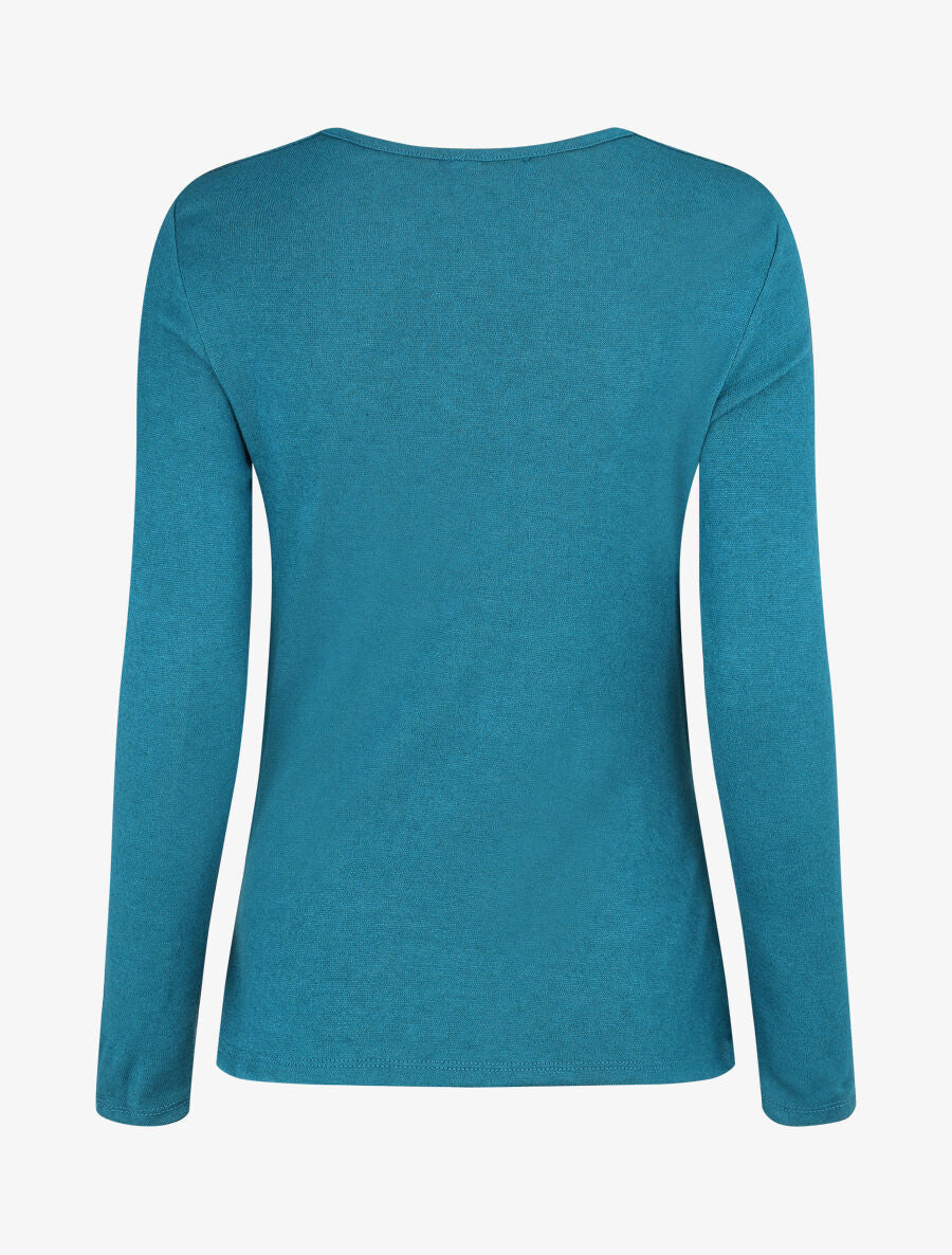 Pull fin avec pans à nouer - Bleu pétrole - 2