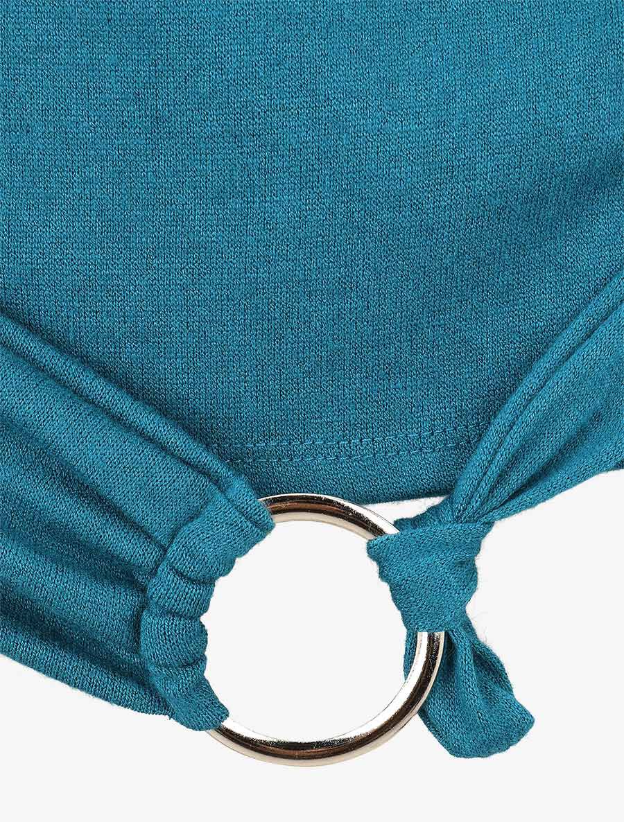 Pull fin avec pans à nouer - Bleu pétrole - 3