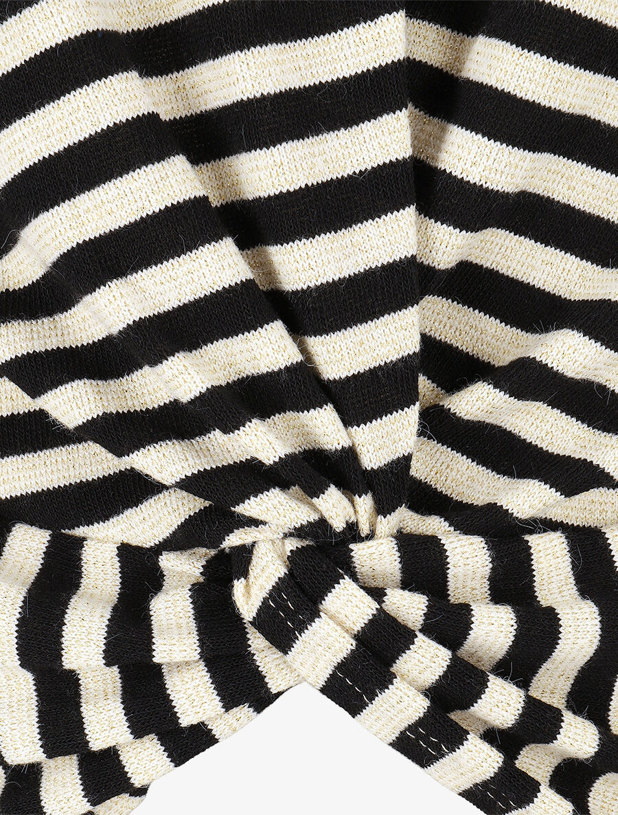 Pull dolman rayé et torsadé - Noir - 3