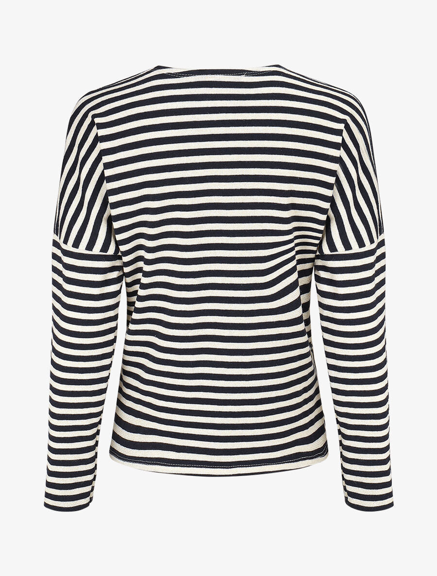 Pull dolman rayé et torsadé - Marine - 2