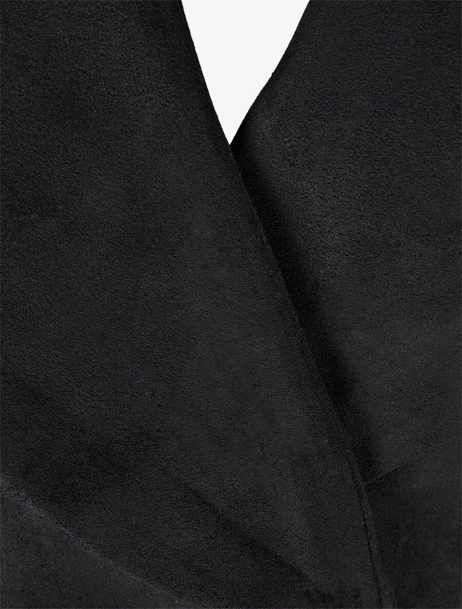 Trench long uni en suédine - Noir - 3