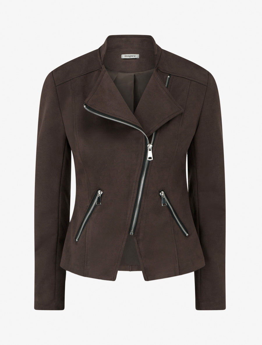 Perfecto-Jacke im Wildlederstil - Braun
