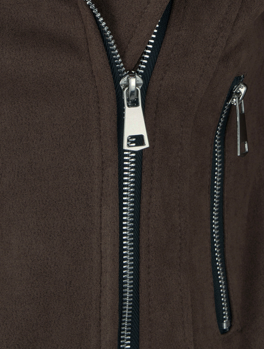 Jacke aus Wildlederimitat mit Reißverschluss - Braun