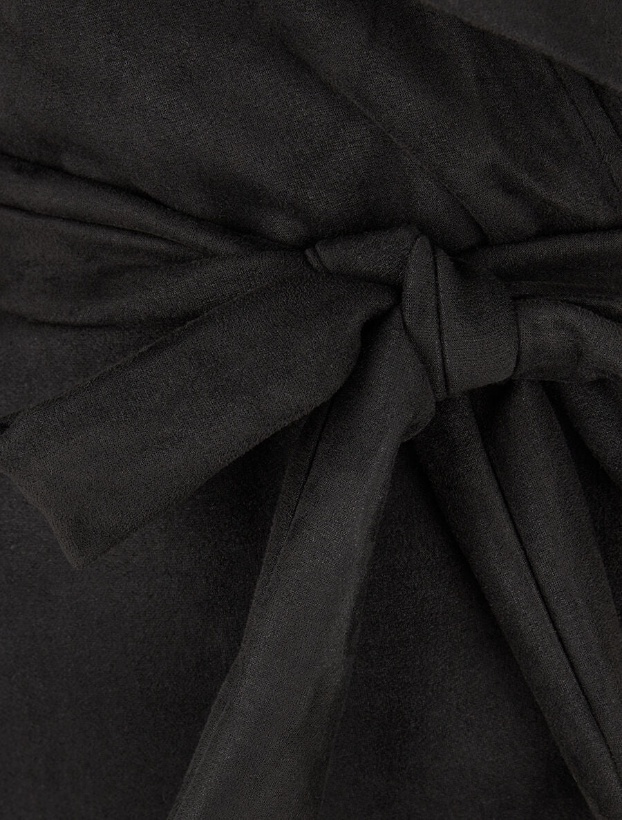 Veste longue unie en suédine - Noir - 3