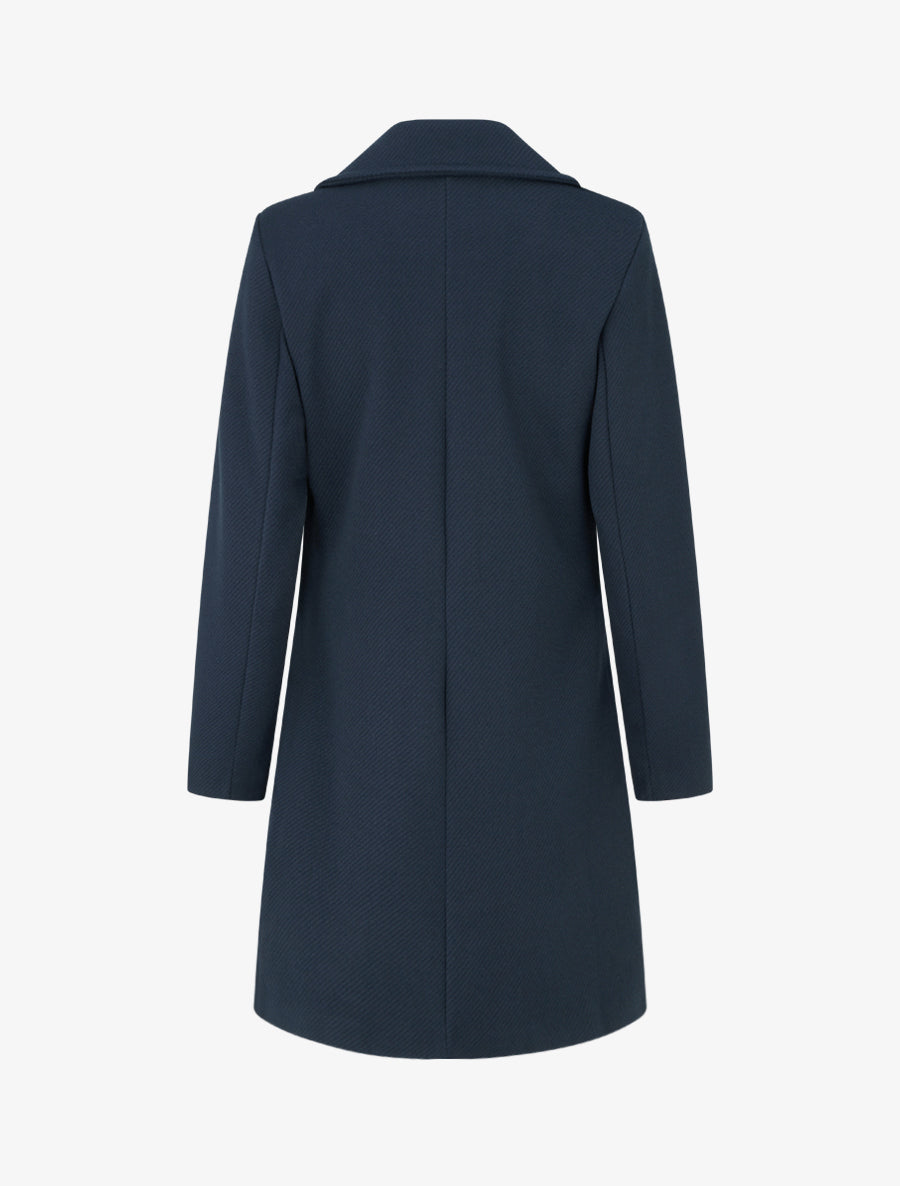 Manteau en laine mélangée à poches plaquées - Marine - 2