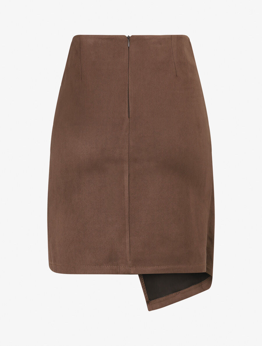Jupe en suédine style portefeuille - Marron - 2