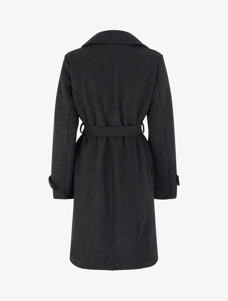 Manteau long croisé basique - Noir - 2