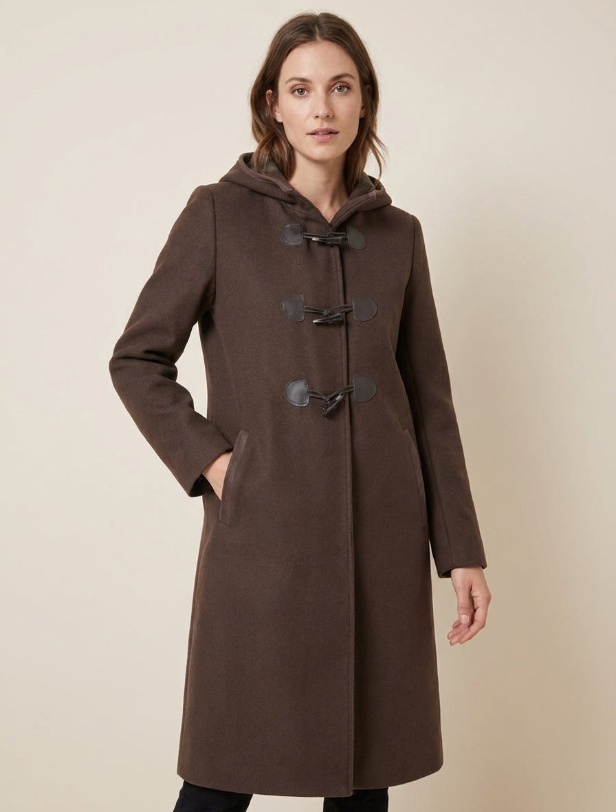 Dufflecoat mit kontrastierenden Verschlüssen - Braun