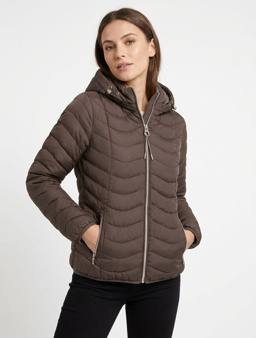 Taillierte gesteppte Daunenjacke - Braun