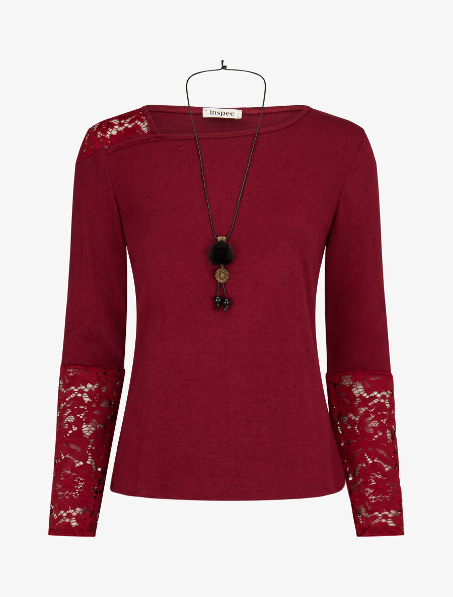 Pull fin à une épaule stylisée - Lie de vin - 5