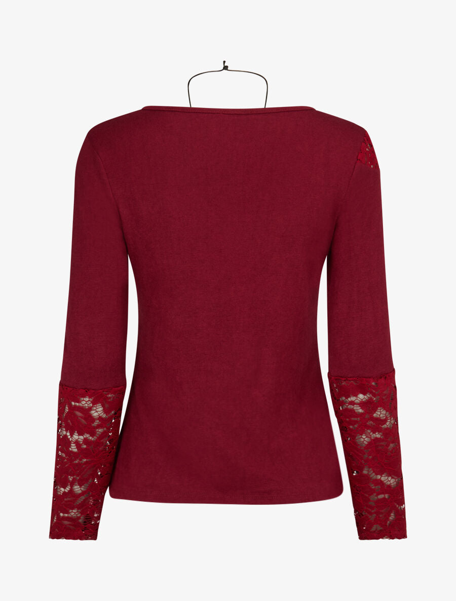 Pull fin à une épaule stylisée - Lie de vin - 2