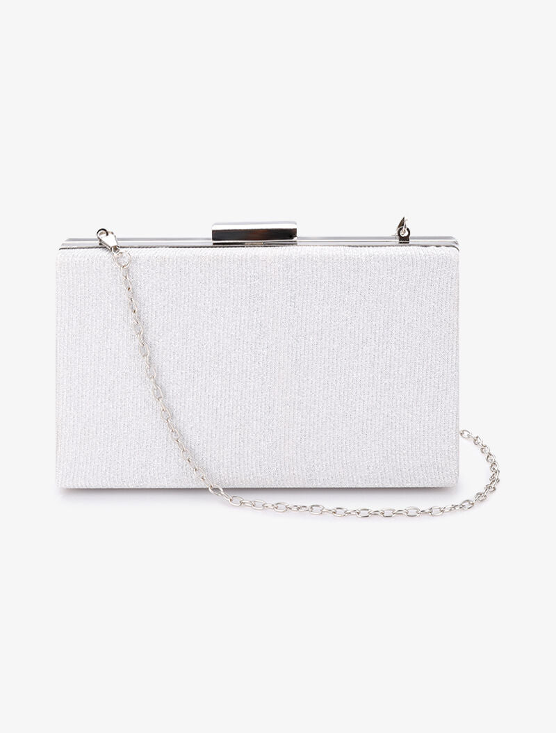 Minaudière rectangulaire à paillettes et fermoir bague - Argent - 3