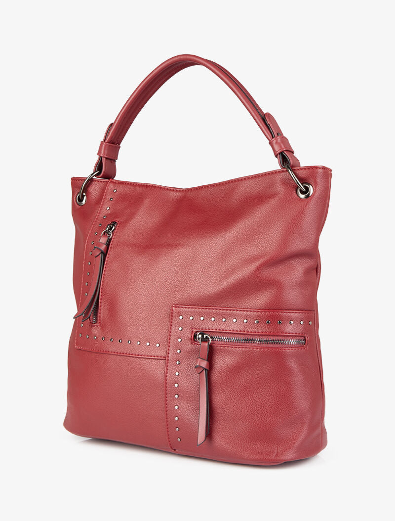 Sac cabas clouté Katia - Rouge - 2